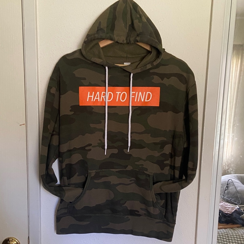 Wish You Were Northwest Hard To Find Camouflage Hoodie with Orange Detail